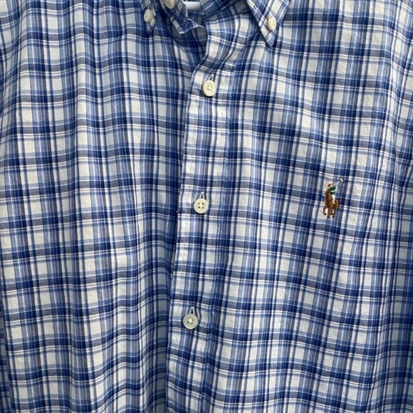 Ralph Lauren Long Sleeve Button Down-Blue-White-Size Men’s Large - Picture 6 of 6